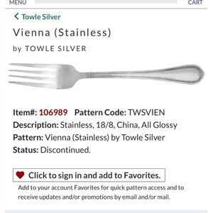 Towle Silver Vienna Stainless Serving Flatware Set Of 4 Piece Discontinued